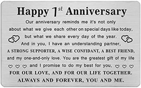 TGCNQ Metal Engraved 1 Year Anniversary Card, 1st Anniversary Card Gifts for Husband Wife Him Her, 1 Year Wedding Anniversary Decorations