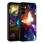 GUAGUA for Samsung A15 Case 5G Galaxy A15 Cases Glow in The Dark Cute Blue Butterfly Noctilucent Luminous Cover Slim Thin Shockproof Protective Phone Cases for Samsung Galaxy A15 5G, Black