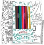 Nurse Colors Colored Pencil Set & Coloring Pages for Fans of Nurses and Nursing | Gift Set of 12 Nurse-Inspired Parody Pencils with Clever Foil-Stamped Names Plus 10 Fun Coloring Pages