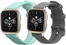 kwmobile Straps Compatible with Garmin Venu Sq 2 Music/Sq 2 Straps - 2X Replacement Silicone Watch Bands - Grey/Mint