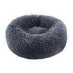 BVAGSS Anxiety Dog Bed, Round Plush Dount Dog Bed Cat Bed Marshmallow Fluffy Cuddler Washable Calming Puppy Bed for Small/Medium/Large Dogs XH034 (Diameter:40cm, Dark Grey)