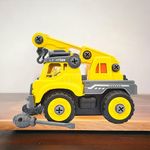 INCARNATION DIY Toys Truck DIY Truck Friction-Powered Truck Safe and Durable Assemble and disassemble Improve Imaginative Skills of Kids with Screw Driver(Multicolor) (Power Crane)