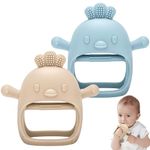 2Pcs Silicone Baby Teether Toy for Infants 3+ Months, BPA Free Anti-Drop Silicone Mitten Teething Toy for Soothing Sore Gums, Baby Chew Toys for Sucking Needs