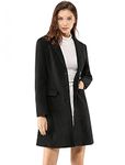 Allegra K Women's Notched Lapel Single Breasted Outwear Winter Coat Blacks L