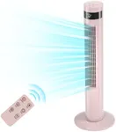 Antarctic Star Tower Fan Portable Electric Oscillating Fan Quiet Cooling Remote Control Standing Bladeless Floor Fans 3 Speeds Wind Modes Timer Bedroom Office(36 inch, Pink)