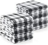 Utopia Towels Plaid Check Dish Towels, 38 x 64 cm, 100% Ring Spun Cotton Super Absorbent Linen Kitchen Towels, Soft Reusable Cleaning Bar and Tea Towels Set (12 Pack, Black, White)