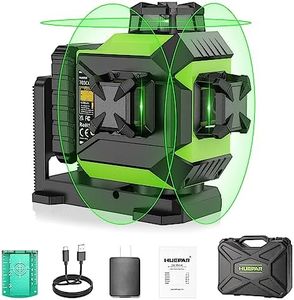 Huepar 3x360 Laser Level Self Leveling, 12 Lines 3D Green Beam Cross Line Laser Level, 197Ft Alignment Laser Tool with Pulse Mode, Li-ion Battery, Magnetic Base, Hard Carry Case-703CG