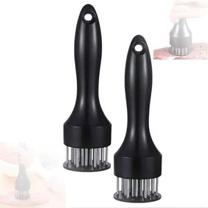 Meat Tenderizer Tool, Stainless Steel Meat Pounder Tools Meat Tenderizer Tool with Ultra Sharp Stainless Steel 21 Sharp Needle Blades for Tenderizing and Cooking Kitchen Gadgets (Black, 2pcs)