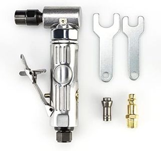 RENOTEC Air Angle Die Grinder, 0.25 hp and 21,000 RPM Motor, Lightwight Aluminum Body, Safety Lock, With 1/4" 1/8" Collets, Pneumatic Power Tool For Grinding and Polishing on Metalwork Woodwork