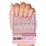 Glamnetic Press On Nails - Bubble Gum Glaze | Short Almond Pink French Tip Nails with a Glaze Finish | 15 Sizes - 30 Nail Kit with Glue