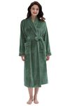 Amorbella Plush Robes For Women Soft Warm Fleece Bathrobe with Pockets(Olive,XL)