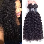 Amella Hair Brazilian Curly Hair Weave 3 Bundles (14 16 18,300g) Virgin Kinky Curly Human Hair Weave 8A 100% Unprocessed Hair Weft Extensions Natural Black Color