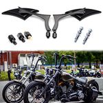 Chrome Motorcycle Blade Rear View Mirrors Compatible with Harley Cruiser Bobber Chopper (Chrome-Harley)