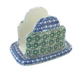 Blue Rose Polish Pottery Indigo Napkin Holder