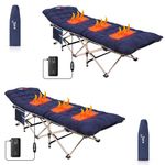 Nice C Camping Cot, Heated Cots for Camping, Cots for Adults, Cot Bed, Folding Cot, Heated Mattress, Carry Bag & Storage Pocket, Heavy Duty Holds Up to 500 Lbs, Power Bank Included (Two Blue)