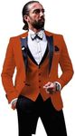 LYLLOVEGUSU Orangish Red Suit for Men 3 Pieces Tuxedos Suits Sets Orangish Red Black Tuxedos Men Slim Fit Prom Suit Single Breasted Groom Suits Man Elegant Tux Evening Tuxedo S Suit