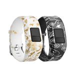 FitTurn Compatible with Vivofit jr.2 Bands Replacement Soft Silicone Straps for Garmin Vivofit jr 2 Activity Tracker Accessories (Black,White Flowers)