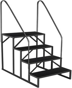 GarveeTech 4 Step RV Steps with Handrails, 660 lbs RV Stairs Handrails Ladder with Anti-Slip Panel, Portable Stairs Steps for RV, Mobile Home, Hot Tub, Outdoor