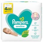 Pampers Sensitive Fragrance-Free Baby Wipes, 4 x 52each