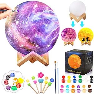 Paint Your Own Moon Lamp Kit, DIY Lava Lamp Night Light with Plastic Stand, Space Toys Night Light, Gifts for Teens Girls Boys, Art and Crafts Kit for kids Ages 3 4 5 6 7 8 9 10 11 12+