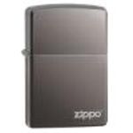 Zippo Windproof Lighter - Logo - Black Ice, Laser Engrave - Refillable for Lifetime Use - Adjustable Flame - Gift Box - Metal Construction - Made in USA