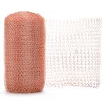 Lawei 5 inch x 32Ft Copper Mesh Roll, 100% Pure Copper Knitted Wire Mesh, Rustproof Copper Mesh Roll for Rodent, Double Layer Copper Mesh Fabric Wool Hole Filler for Garden House, Ideal for Distilling