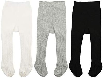 Baby Girl Tights for Toddler Newborn Infant Tight Warm Cable Knit Seamless Baby Leggings Winter Pants Stocking Solid White Black Gray 0-6 Months