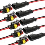 YETOR Way Car Waterproof Electrical Connector,16 AWG 2 pin Plug Auto Electrical Wire Connectors for Car, Truck, Boat, and Other Wire Connections.(5 Pack)¡­