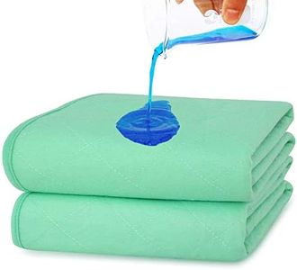 Bed Pads For Incontinence Washable, Slip Resistant Waterproof Chuck Pads (2 Pack, 34" x 36"), Green Pee Pads Durable and Absorbent Under pads, Reusable Pad Protector for Kids, Adults, Dogs and Seniors