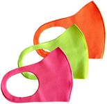 JRMAXX Assorted Fashion Face Masks with 3D Nose Bridge Design for Junior and Teens Made in Korea (3-pcs Neon Masks)