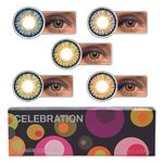 Celebration Color Weekly Coloured Contact Lenses 5 Pairs (Rainbow, 0.00)