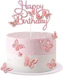 13-Pieces Pink Butterfly Cake Toppe