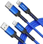 JSAUX iPhone Charger Cable [2-Pack 6ft], MFi Certified Lightning Cable iPhone Fast Charging Charger Cable Cord Compatible with iPhone 13 12 11 Xs Max X XR 8 7 6s 6 Plus 5, iPad, iPod - Blue