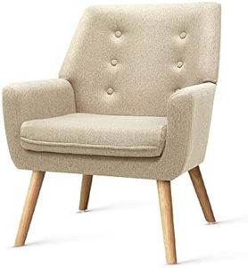 Artiss Armchair Beige Arm Recliner Lounge Dining Chairs Sofa Nursing Occasional Reading Seating Armchairs Home Living Room Bedroom Furniture, Upholstered with Linen Fabric