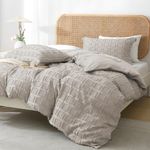 MILDLY Waffle Weave Duvet Cover Set Oatmeal Tufted Duvet Cover 100% Washed Microfiber Soft & Breathable Textured Comforter Cover Set with Zipper Closure Corner Ties