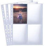 30 Pack 240 Pockets A6 Photo Sleeves for A4 2/3/4 Ring Binder, Ultra-Clear Double-Sided 4 Pocket 109x153 mm Photo Page Protector, Top Loading Photo Album Refill Pages