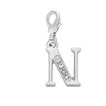 Libby's Market Place Rhinestoned and Personalised Letter N Clip On Charm with Organza Gift Bag