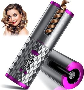 REOZA Cordless Automatic Hair Curler Portable Electric Wand Curling Iron with LCD Temperature Display Fast Heating Auto Rotating Hair Curler USB Rechargeable for Travel, Home(Black Colour) (HAIR A1)