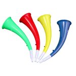 RmKbe 4 Pieces Stadium Horn Plastic Trumpet Toys Ox Horn Vuvuzela Noise Maker Football Game Party Cheering Props for Sports Party (Random Color)