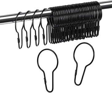 60 Pieces Metal Shower Curtain Hooks Hanging Shower Clips Metal Shower Curtain Rings Practical Shower Curtain Hangers for Bathroom Bedroom Kitchen Home Curtain Applications (Black)