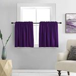 DONREN Royal Purple Small Window Room Darkening Curtain Tiers - Thermal Insulated Window Treatment Rod Pocket Curtains (42 by 30 Inch,2 Panels)