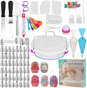 475pcs Complete Cake Decorating Kit, Cake Decorating Tools with Rotating Cake Stand, Cake Leveler, Piping Tips etc. Cake Decorating Supplies Kit for Beginners, Bakers & Hobbyists, Cake Shop (Blue)