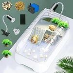 -New 2024-Large Turtle Tank Kit, Turtle Tank Starter Kit with Pump Filter Basking Platform and UV Light, Bottom Drainage, Multi-Function Areas for Turtles, Crabs, Crayfish, Small Reptiles.