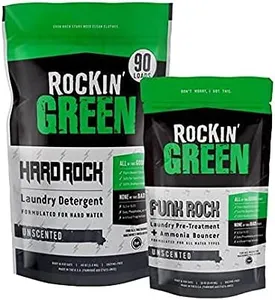 Rockin’ Green Funk Rock Ammonia Bouncer (16oz) Bundle with Hard Rock Laundry Detergent (45oz) | Hard Water Soap and Laundry Pre-Wash Powder | Unscented and Fragrance Free | Vegan and Eco-Friendly