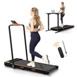 AIRHOT 2 in 1 Under Desk Treadmill, 2.5HP Folding Treadmills for Home, Compact Mini Walking Pad with Remote Control & LED Display, Free Installation - Black