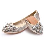 Women's Ballet Flats Foldable Casual Sparkly Rhinestone Wedding Ballerina Shoes Comfort Slip on Walking Flat Shoes