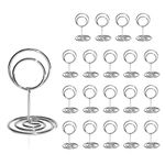 HomWanna Table Number Holders 20Pcs - 2 Inch Mini Place Card Holder Short Table Number Stands for Wedding Party Graduation Reception Restaurant Home Centerpiece Decorations Office Memo (Silver)