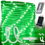 WYZworks 20ft Green LED Outside Rope Light - 8 Modes, Waterproof Permanent Outdoor Accent Lighting w/Remote, Flexible Clear Tube, ETL Certified, Exterior Christmas Patio Palm Tree Yard Ambient