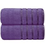 Casabella Deluxe 2 Piece Jumbo Bath sheet 90x180 cm 100% Cotton Extra Large Bath Towels Highly Absorbent Purple Bath sheets Towels