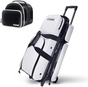 4 Ball Bowling Bags with Wheels,3 Ball Bowling Bag + 1 Ball Tote,Separate Shoe Compartment for Shoes(Up To US Men Size 16)-Retractable Handle Extends to 39"